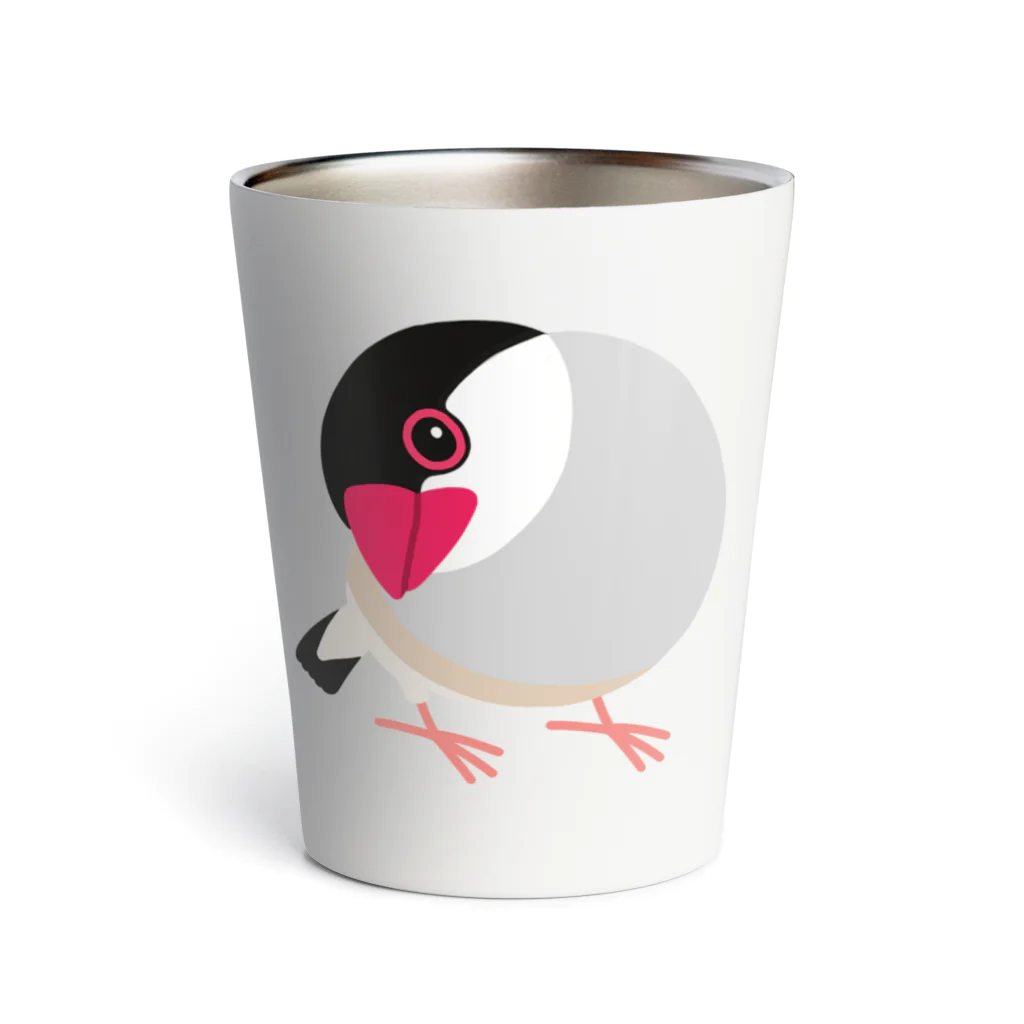 ほほらら工房 SUZURI支店の首をかしげる桜文鳥 Thermo Tumbler