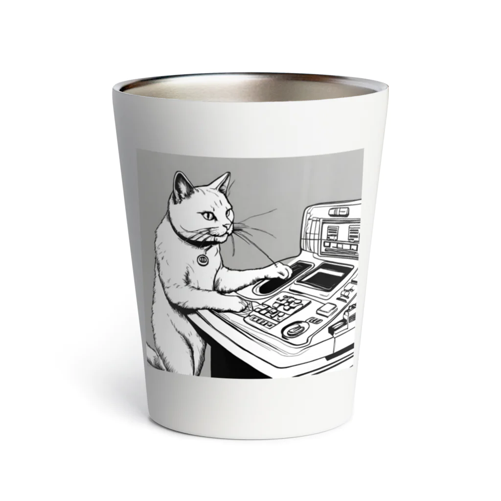 NORI's yoki2shopのボタン猫（シリアス） Thermo Tumbler