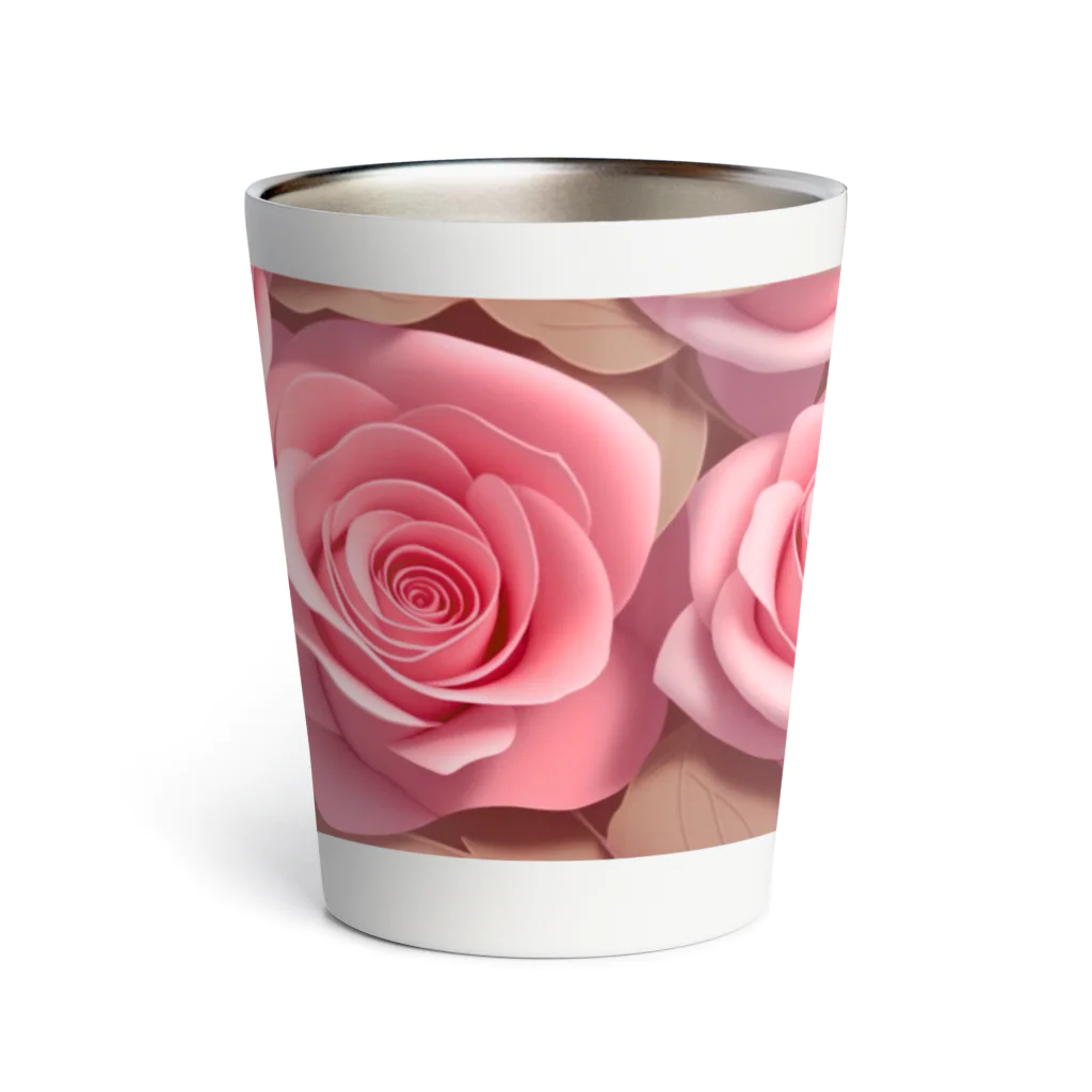 ポンキチはうすのピンクの薔薇 Thermo Tumbler