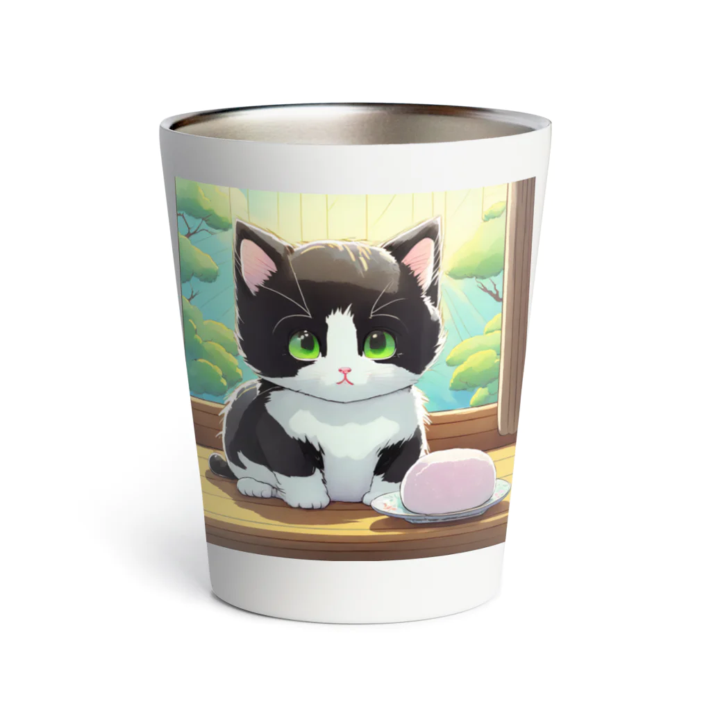 yoiyononakaのお餅と白黒猫 Thermo Tumbler