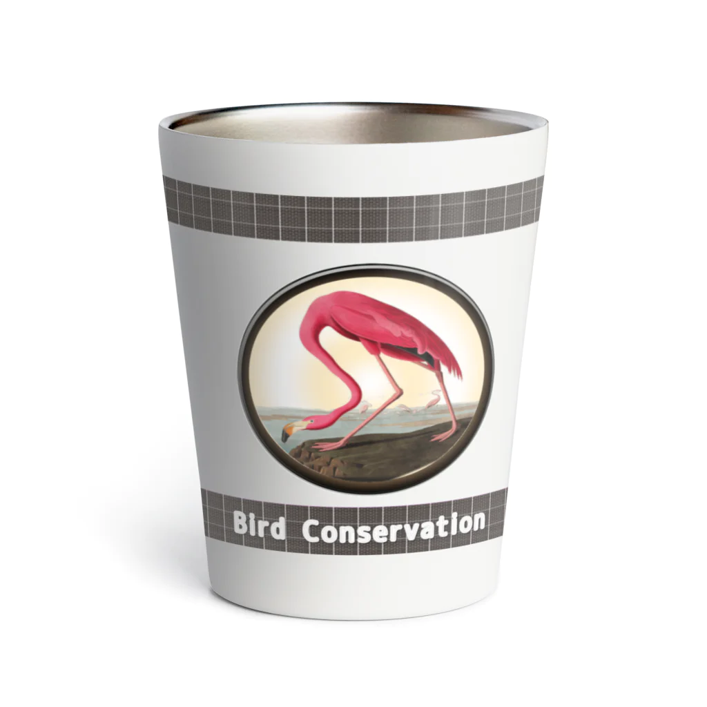 アニマル四字熟語の「Bird conservation」野鳥保護サーモンタンブラー Thermo Tumbler