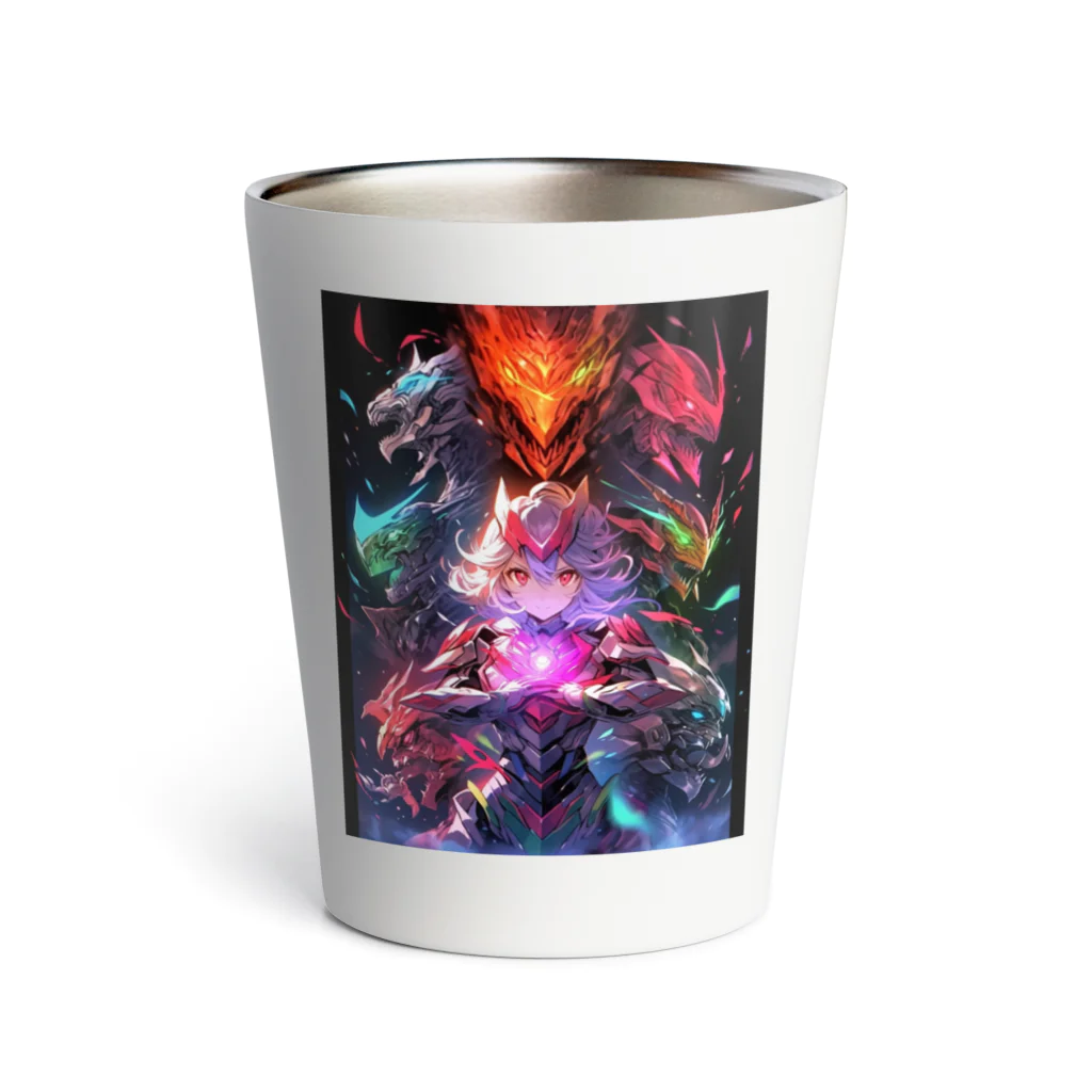 シロクマペンギンのドラゴンファイターガールwith竜の変身ヒーロー Thermo Tumbler