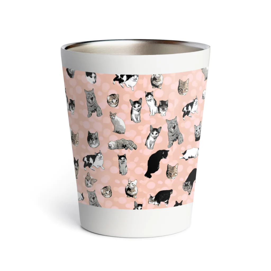 アニマル四字熟語のI LOVE CAT's　(PINK) 猫だらけマグ！最高にキュートな猫パラダイス！ Thermo Tumbler