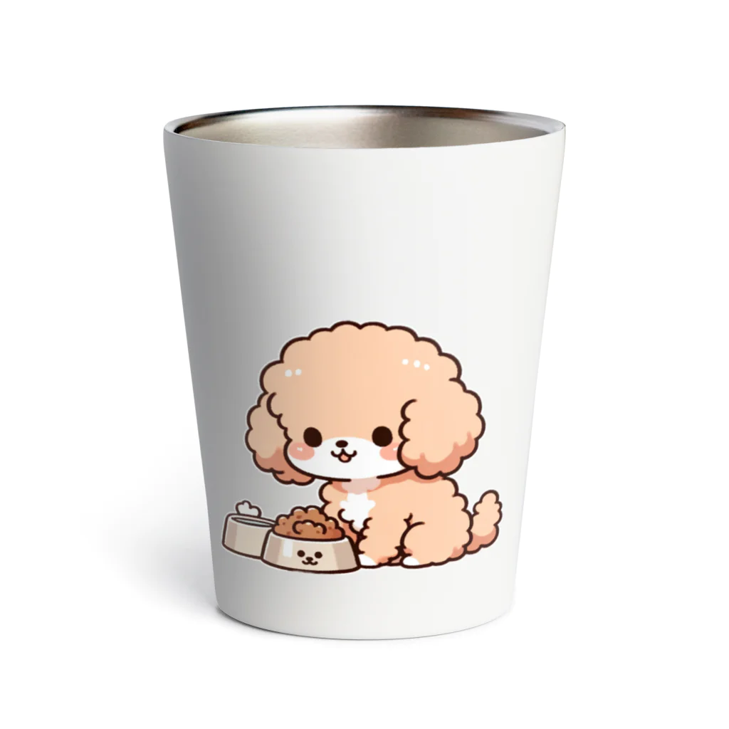 Tokyo_Doodleのもふもふアプリコット　トイプードル　たべる Thermo Tumbler