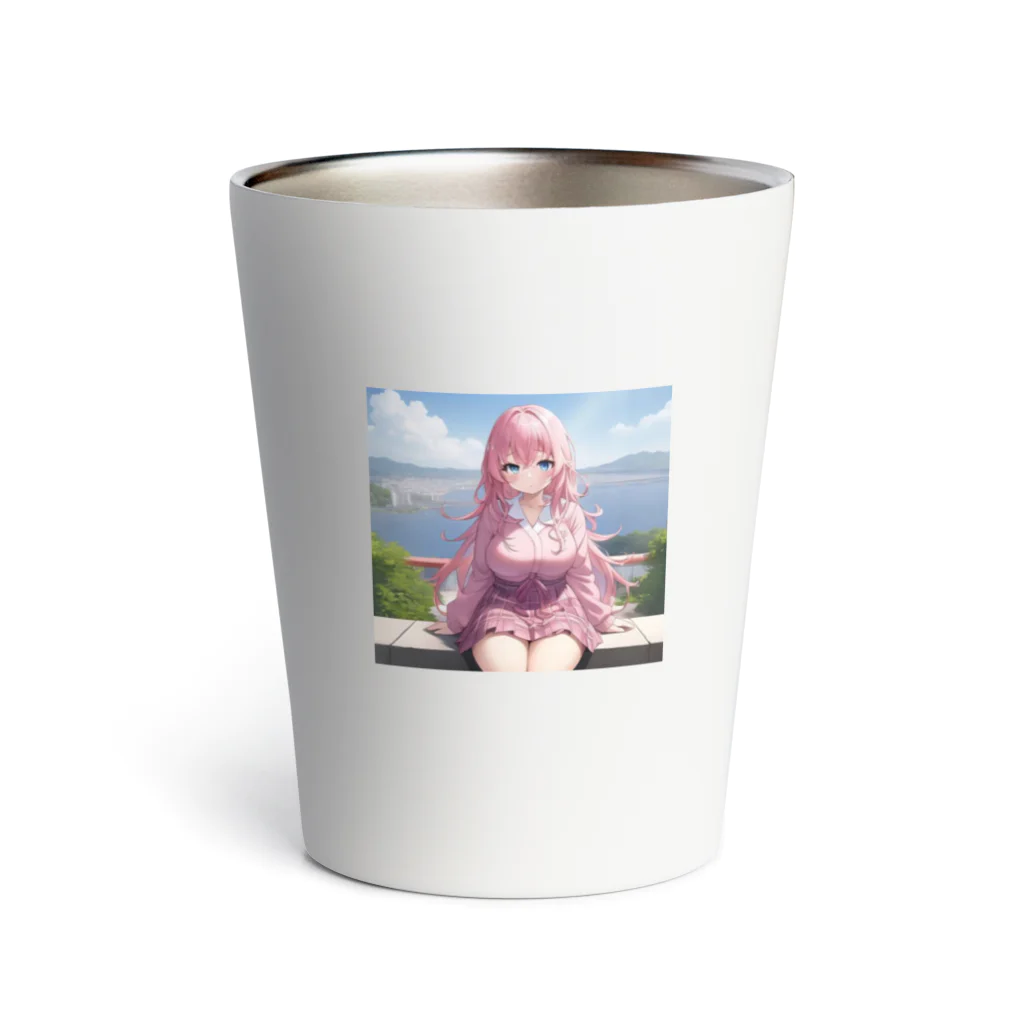 ゆう(AIイラスト)の旅行で記念写真 Thermo Tumbler