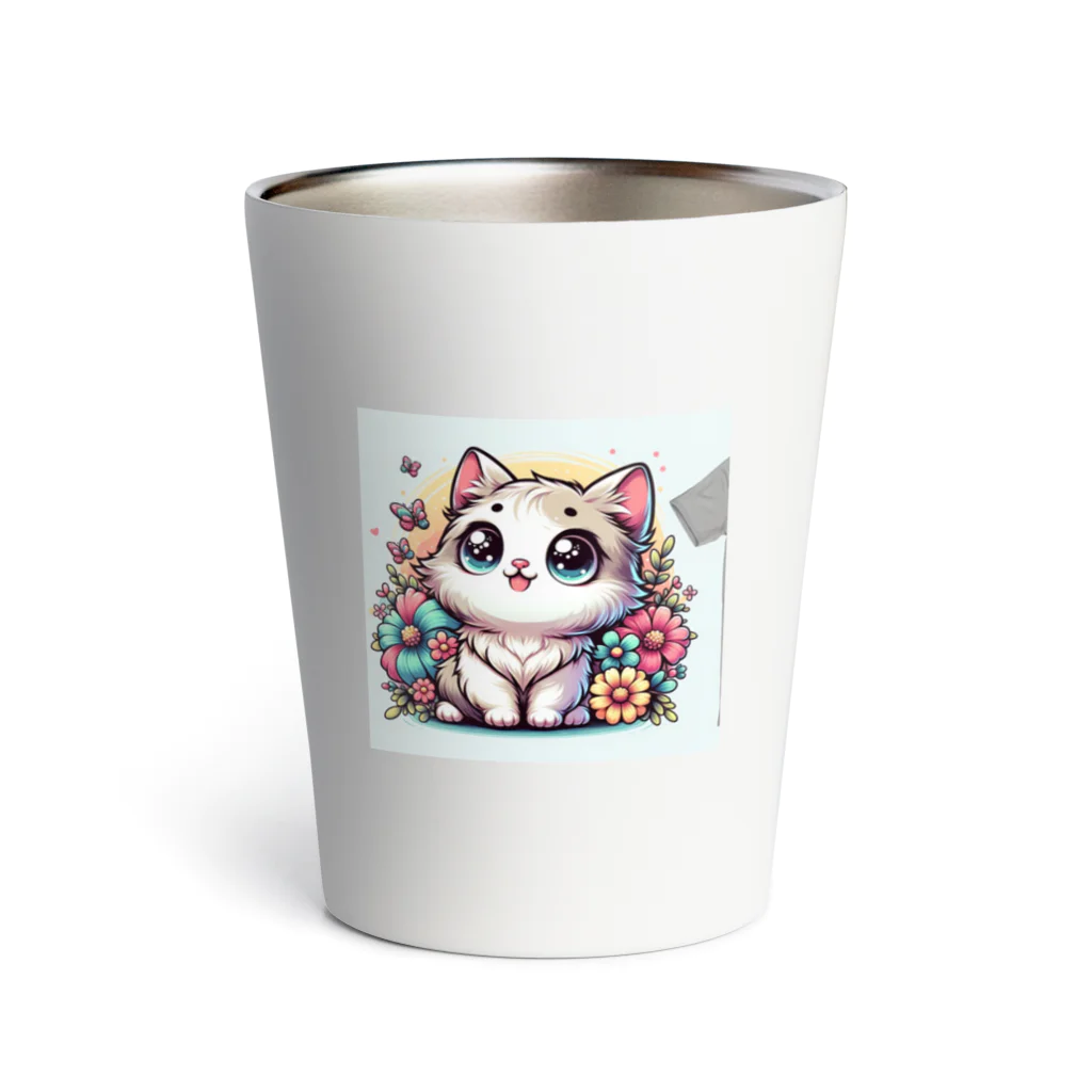 cc-akの可愛いいねこが目を輝かせています！ Thermo Tumbler