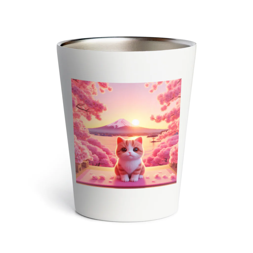 takemomoの富士山ネコちゃん Thermo Tumbler