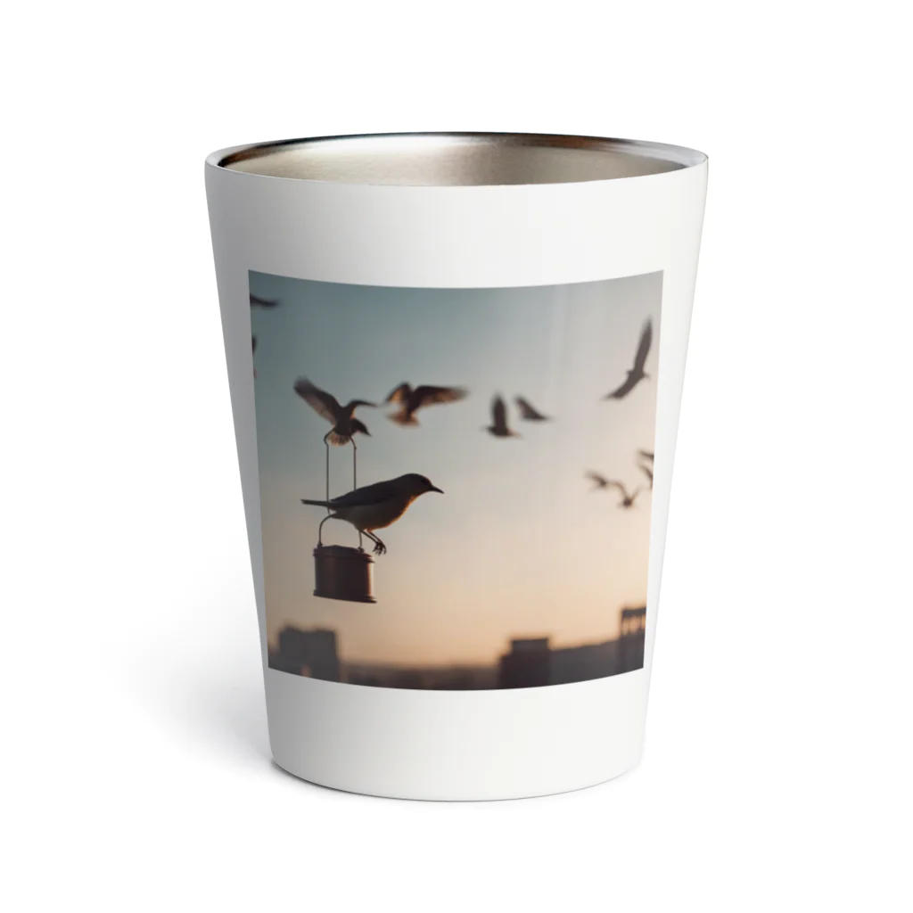 simaenaga234の夕方の鳥 Thermo Tumbler