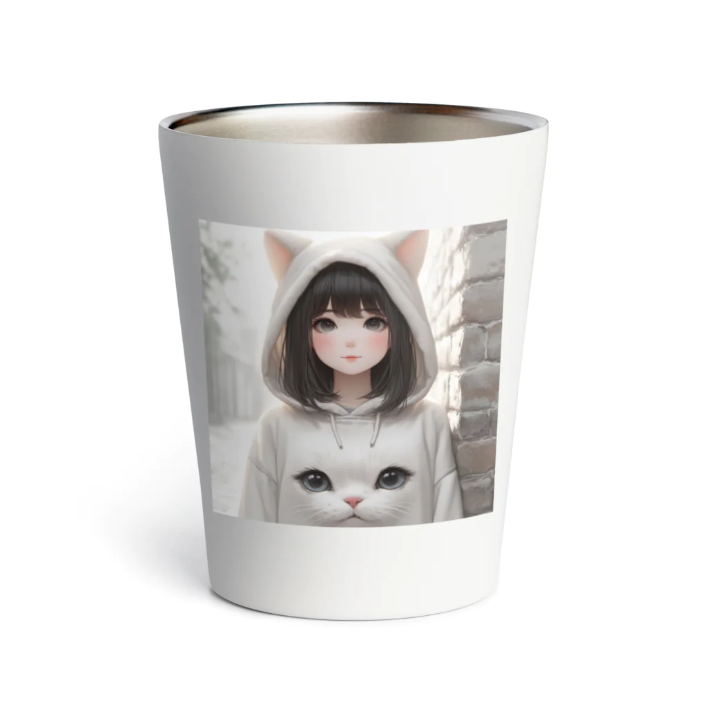 SaltyCookie Design Worksの猫パーカーの女の子(13) Thermo Tumbler