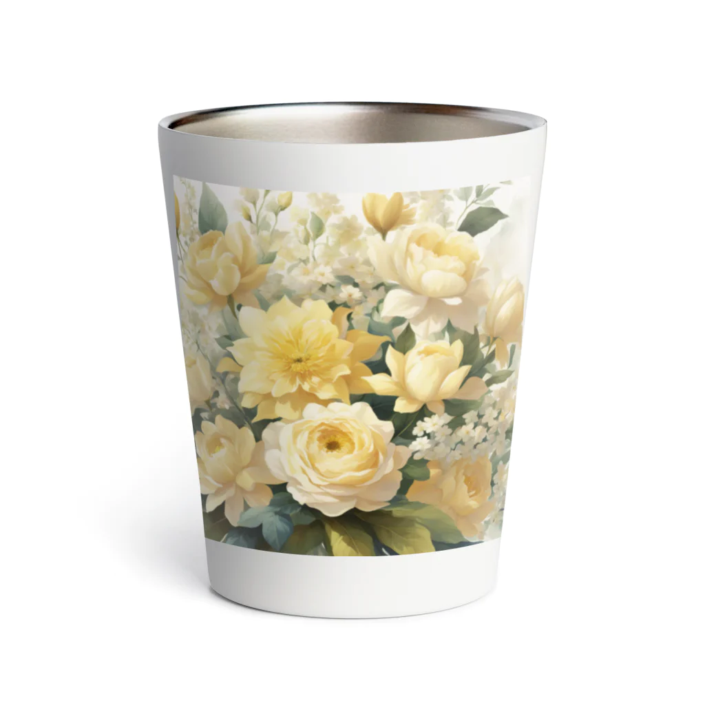 okierazaのペールイエローテーマの花束 Thermo Tumbler