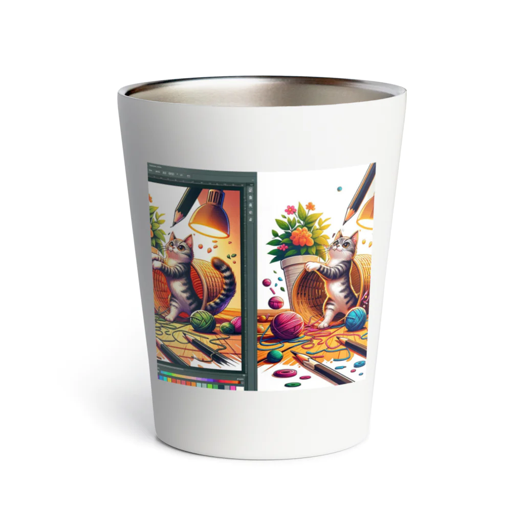 katohkouchiのCreate_an_illustration_of_a_mischievous_cat_gettin_mischievous_cat Thermo Tumbler