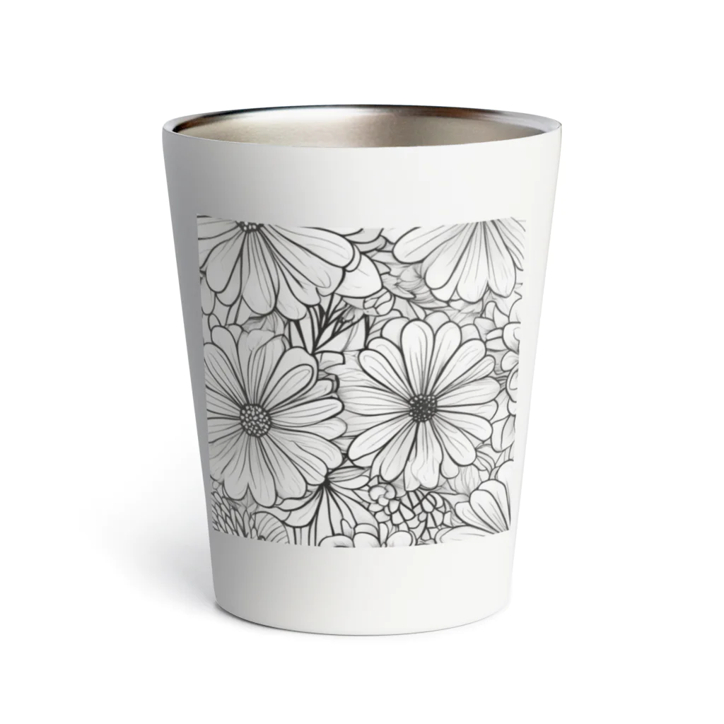 mii0205のモノクロの花 Thermo Tumbler