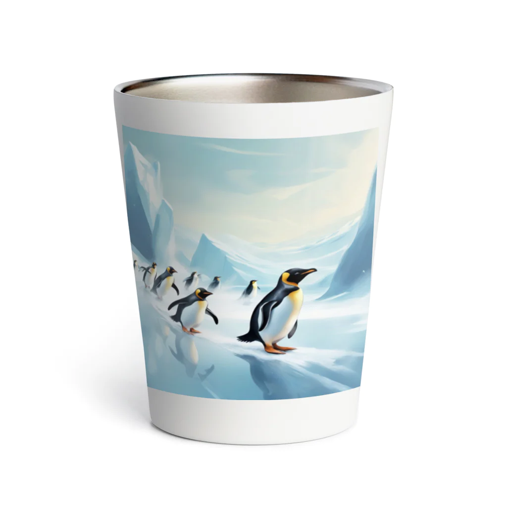 Toppogidaikonの競争するペンギン達 Thermo Tumbler