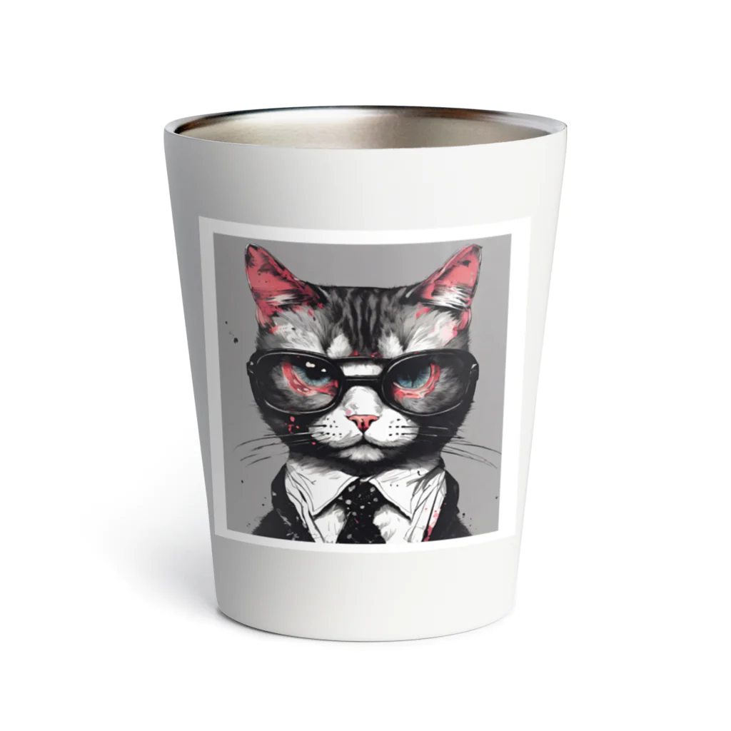 ALUのメガネをする猫 Thermo Tumbler