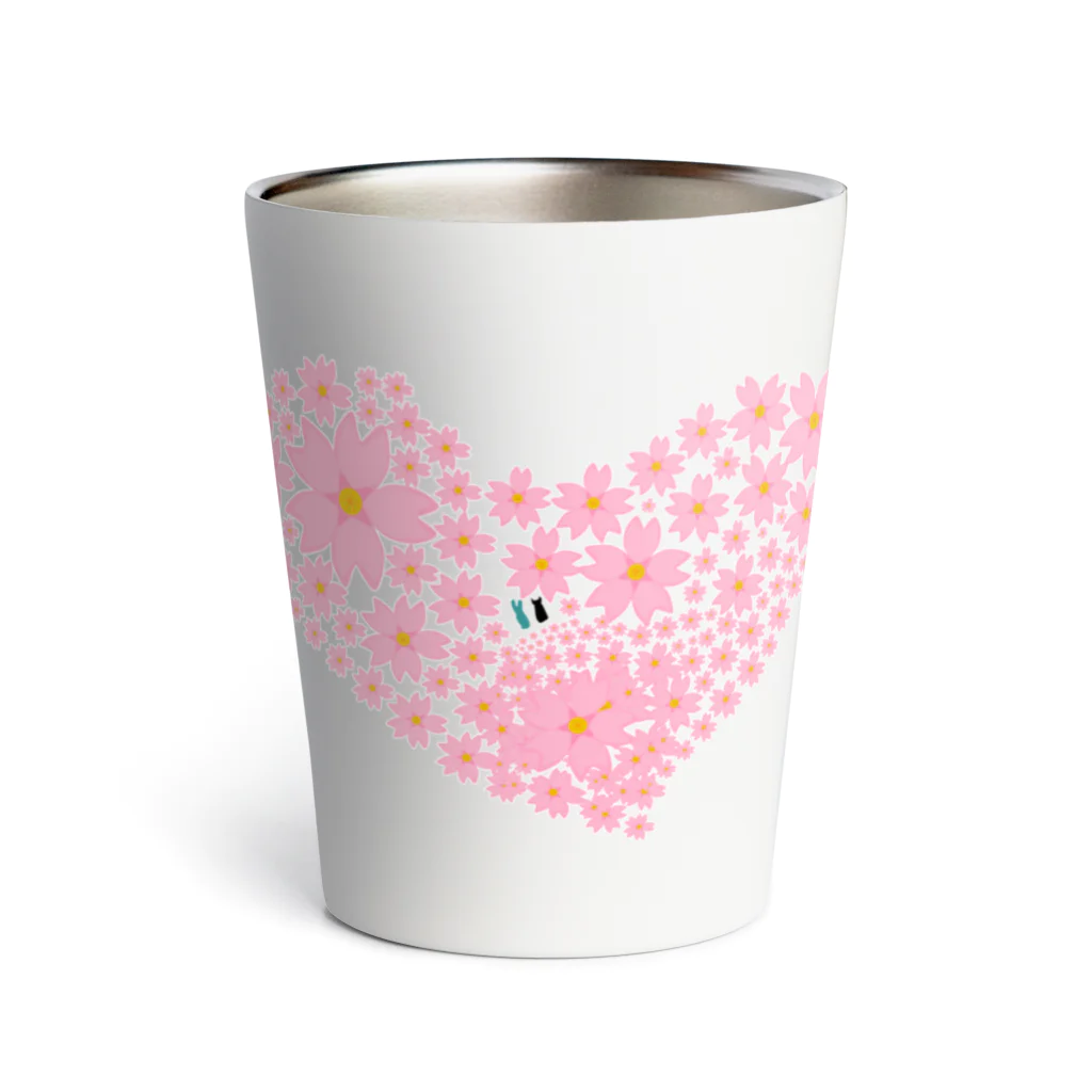 ウサネコ38の桜とハート Thermo Tumbler