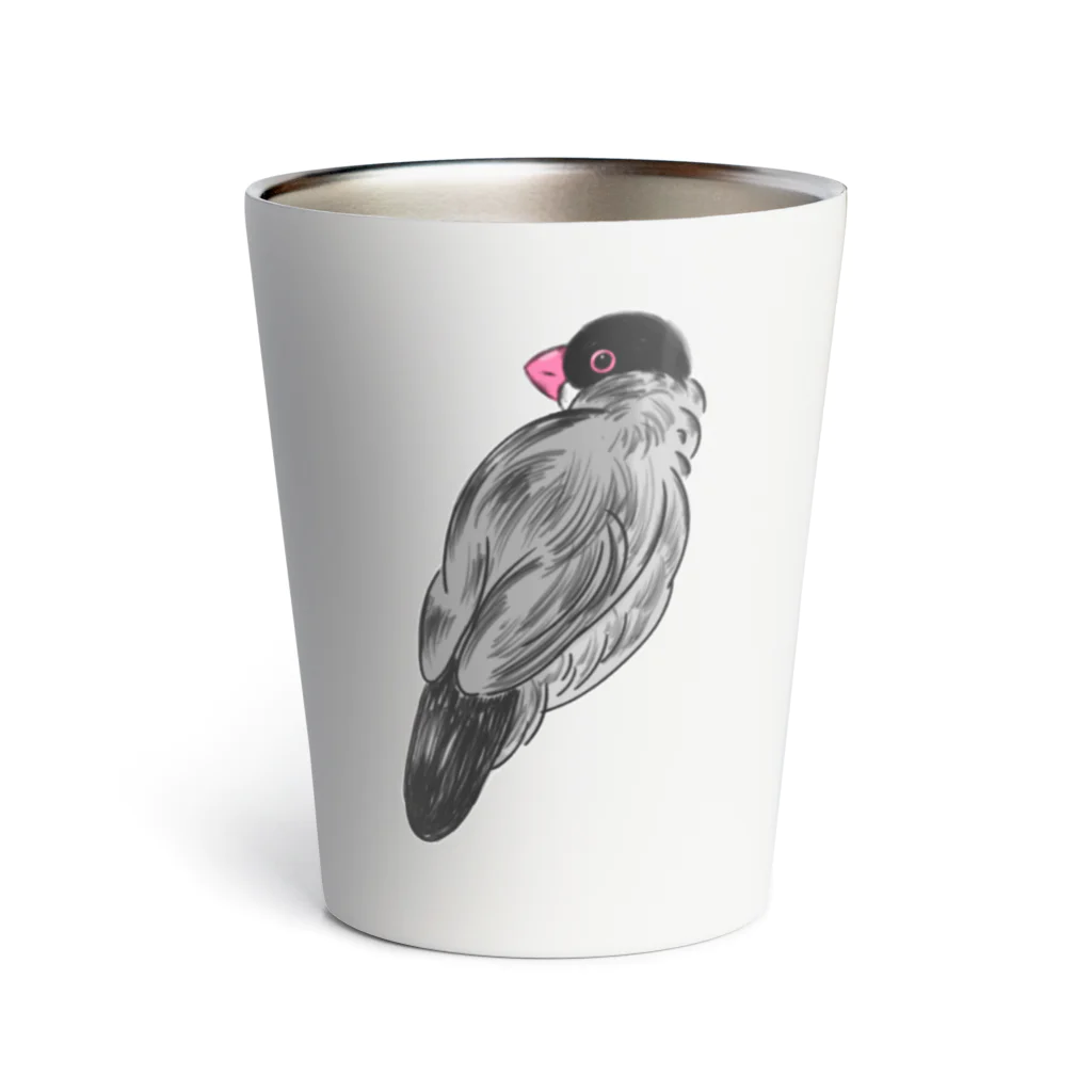 suzuaoのふさふさ文鳥くん Thermo Tumbler