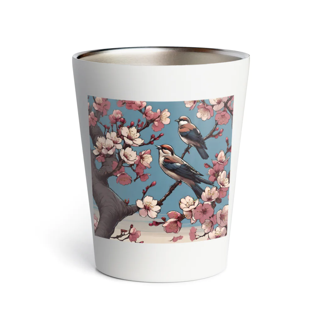 ウェブエンパイアの桜と雀（Cherry blossom & sparrow)  01 Thermo Tumbler