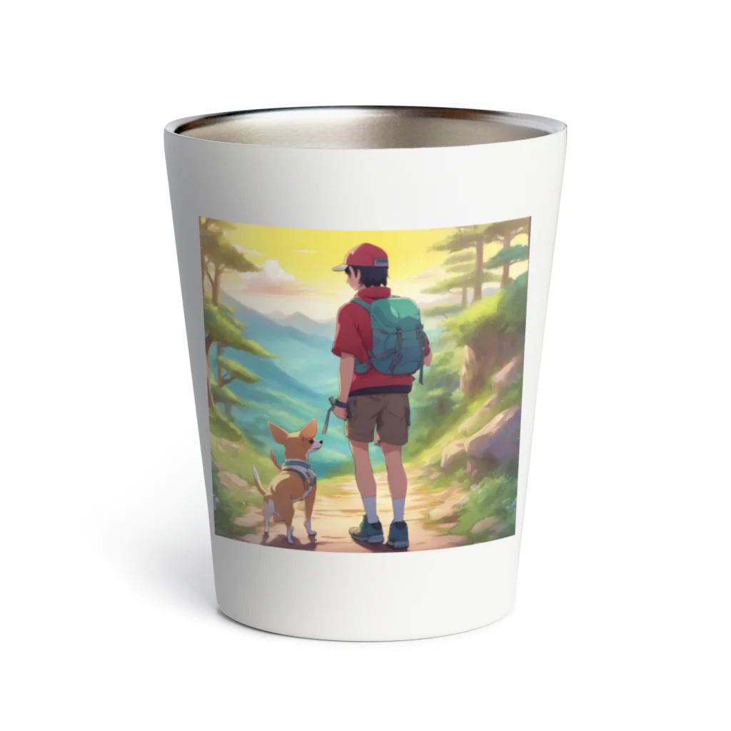 にこにこアニマルズ🐶のチワワと夕焼け散歩 Thermo Tumbler