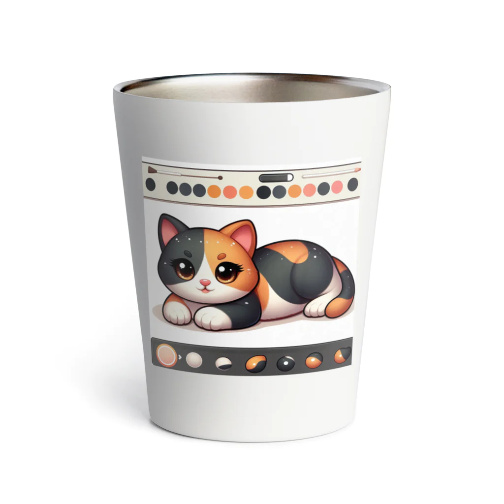 NEKOMARUDOUの三毛猫ペイント Thermo Tumbler