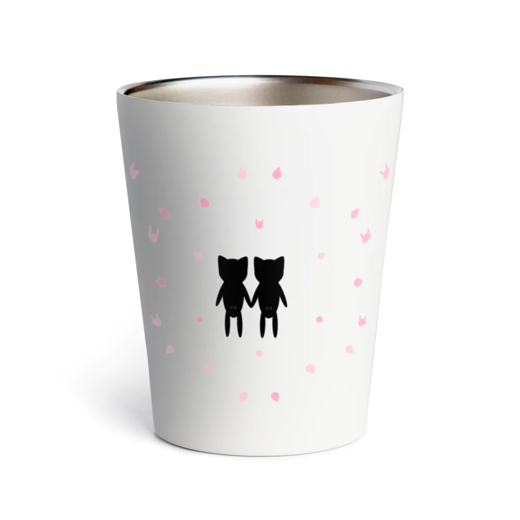 ウサネコ38の🌸🐰∞桜の花びらに囲まれてう∞🐰🌸 Thermo Tumbler