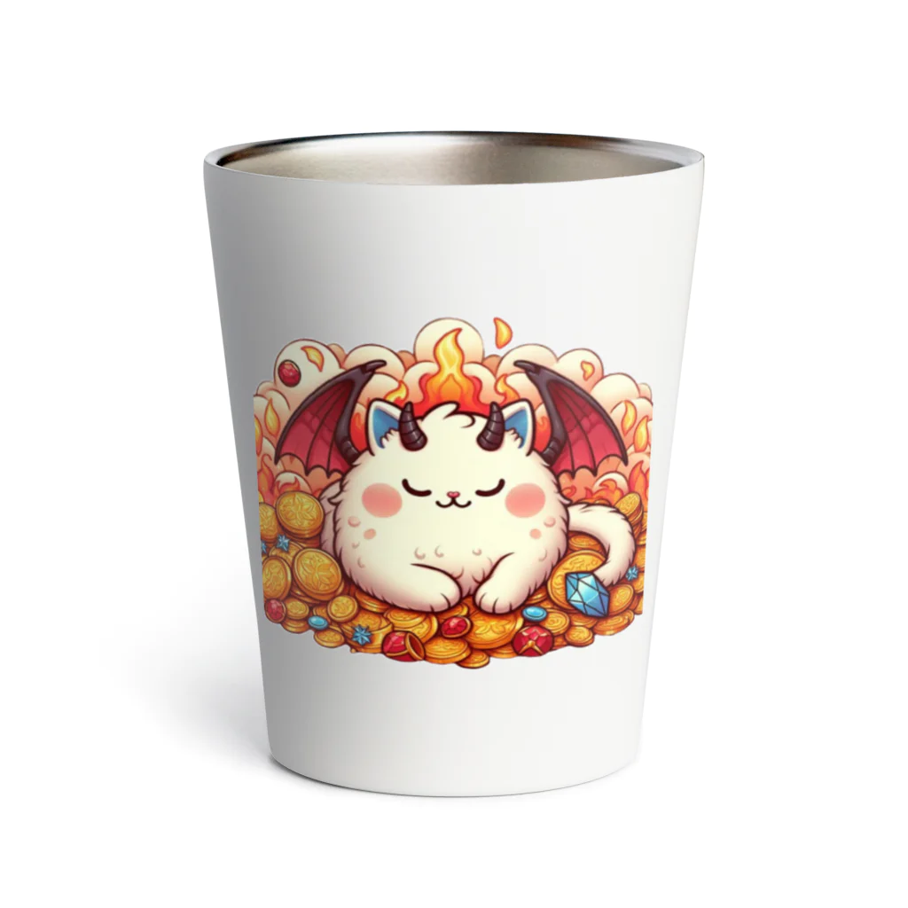 nekodoragonのおやすみ！猫ドラゴン　背景透過ver Thermo Tumbler