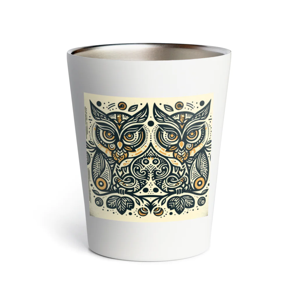 kotpopのSymmetrical Owls Thermo Tumbler