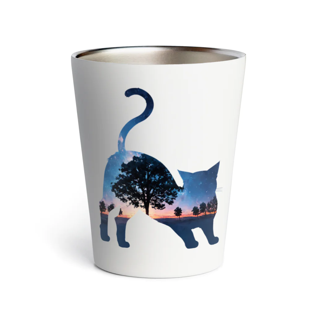 猫との風景の星空と猫_007 Thermo Tumbler