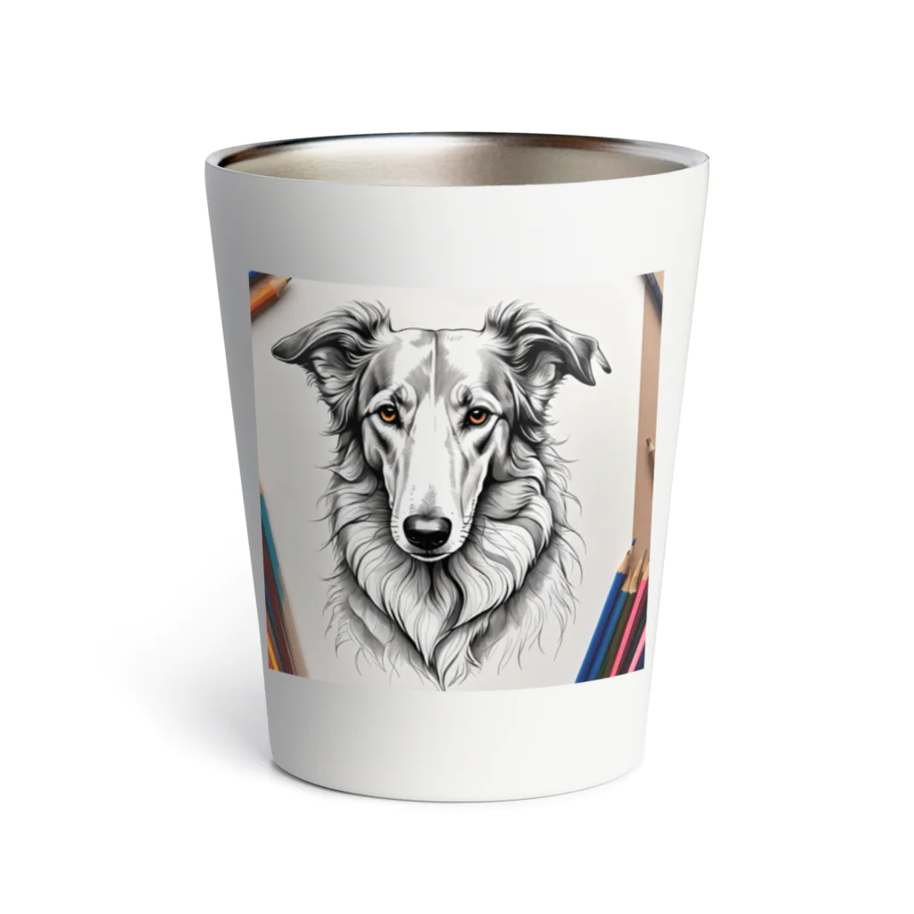 マニーのわんちゃんグッズの ボルゾイ（犬）をモチーフにしたわんちゃんNo.2 Thermo Tumbler