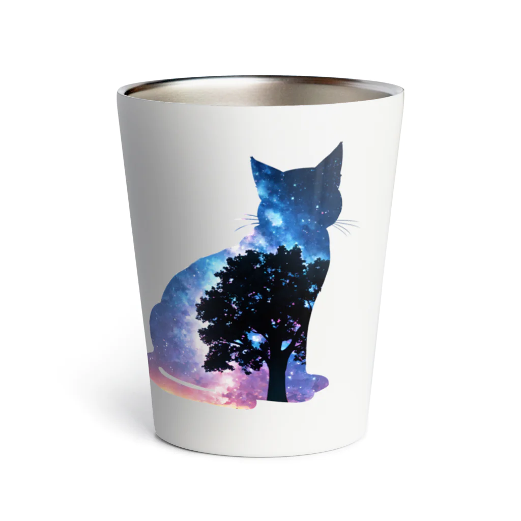 猫との風景の星空と猫_008 Thermo Tumbler