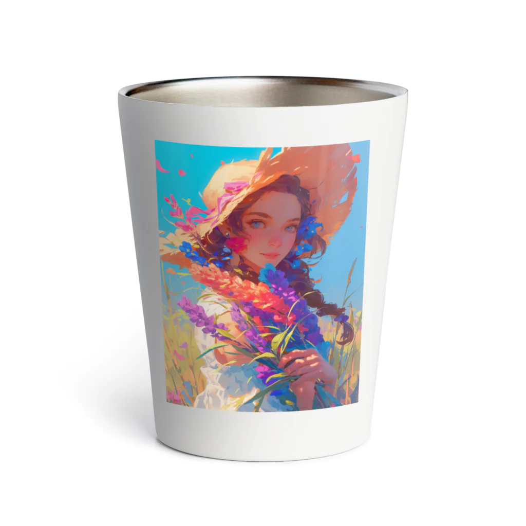 AQUAMETAVERSEのツバの広い帽子と春の花　ラフルール　1859 Thermo Tumbler