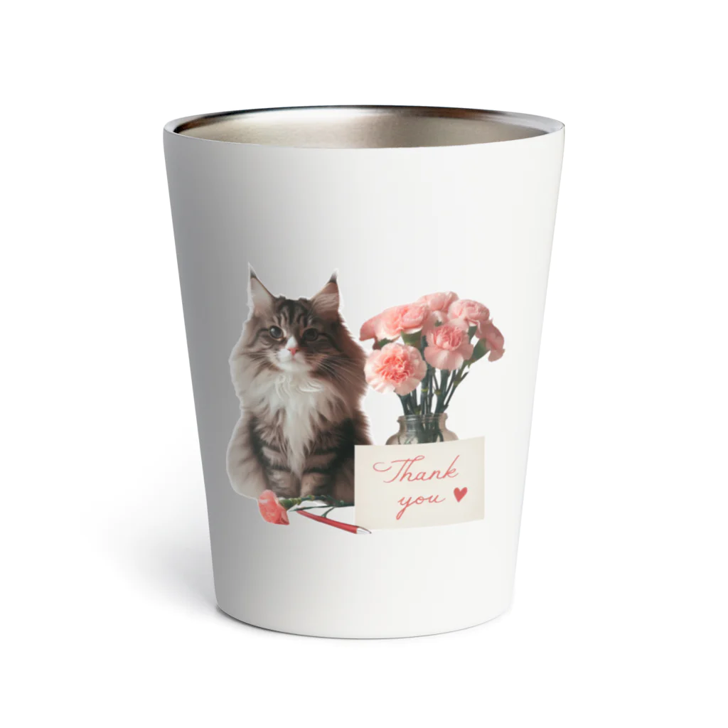 Y m @Y's shopの猫とカーネーション Thermo Tumbler