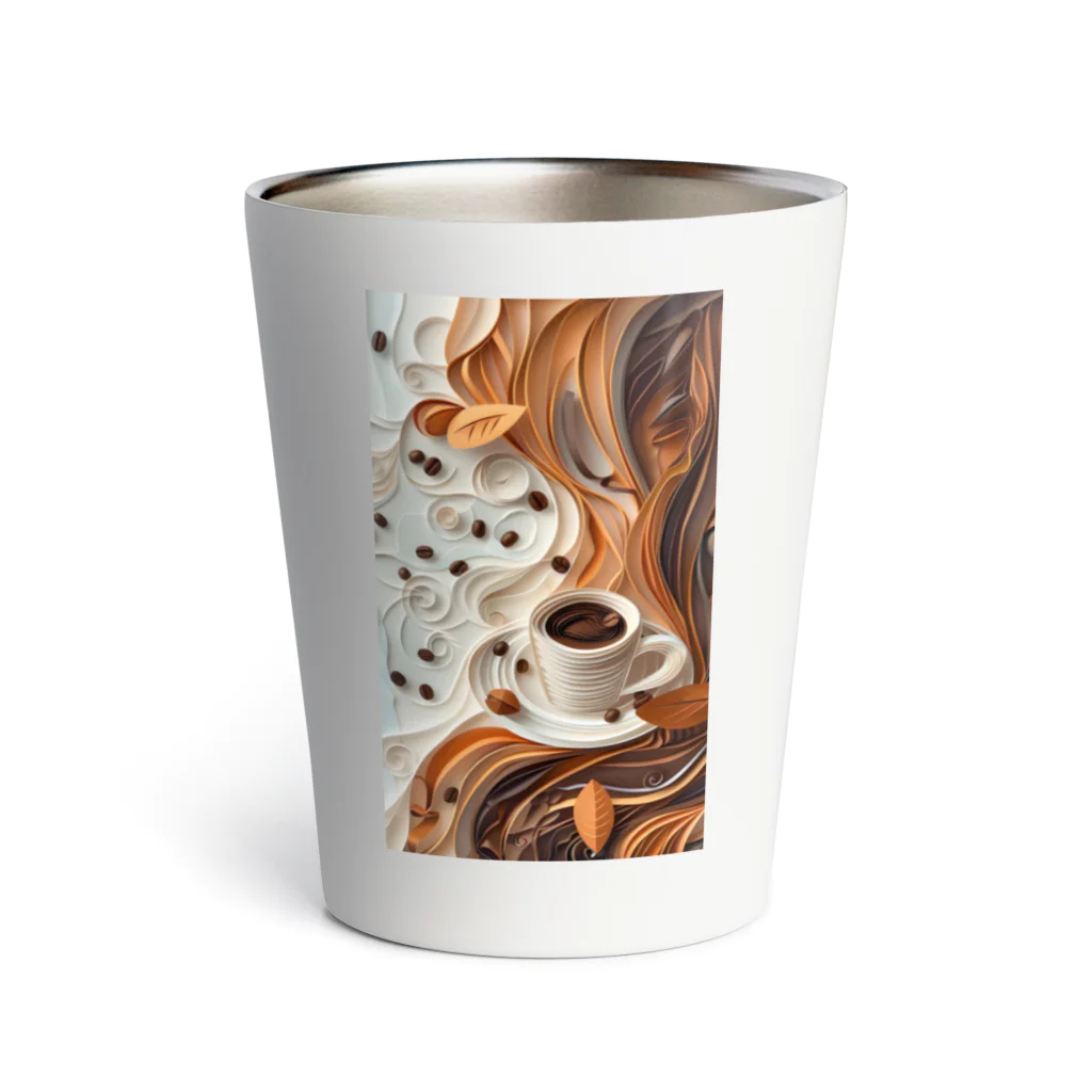 Grazing Wombatのコーヒーを紙細工のようなアートで表現 Thermo Tumbler