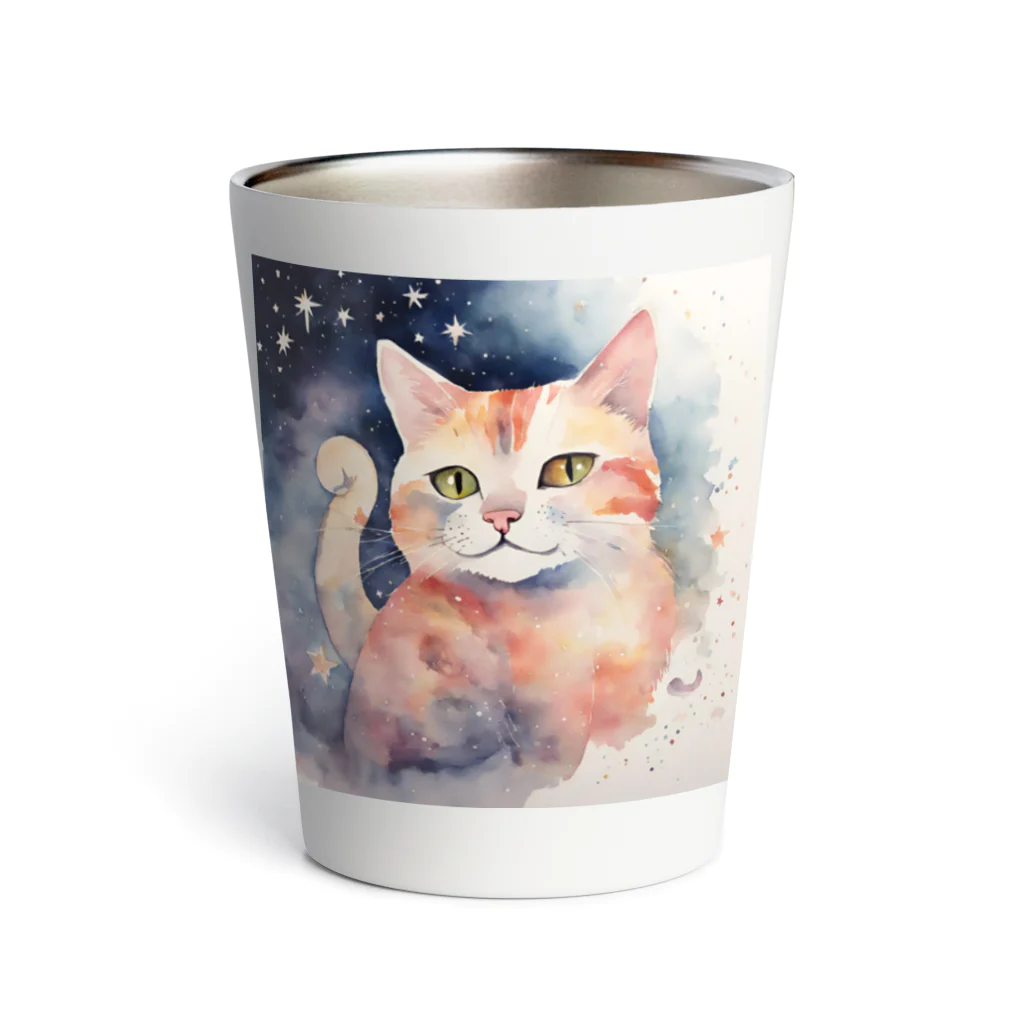 星降る夜にの微笑猫 Thermo Tumbler