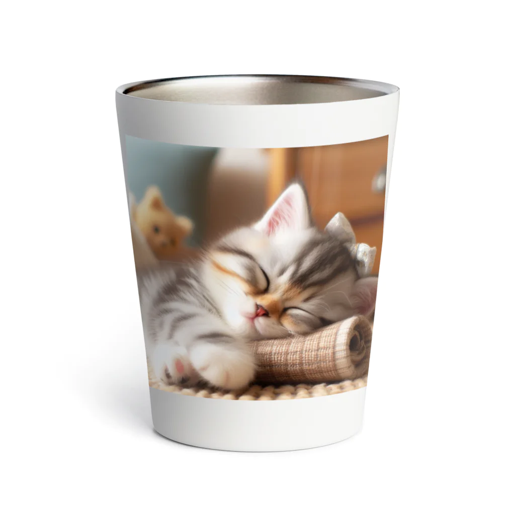 終わらない夢🌈の眠るにゃんこ😺zzz Thermo Tumbler