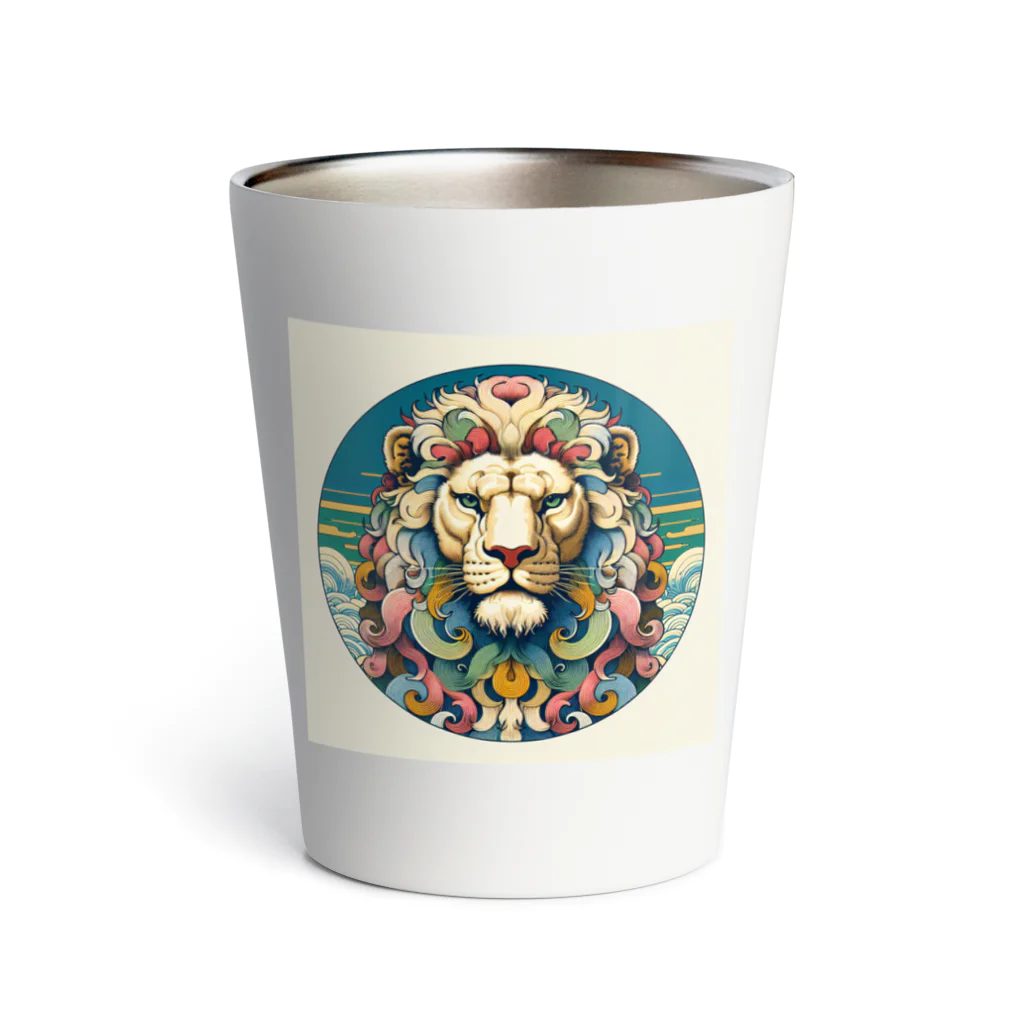 chaochao0701の浮世絵風　ライオン（顔）"Ukiyo-e style lion (face)."  "浮世繪風格的獅子（臉）。" Thermo Tumbler