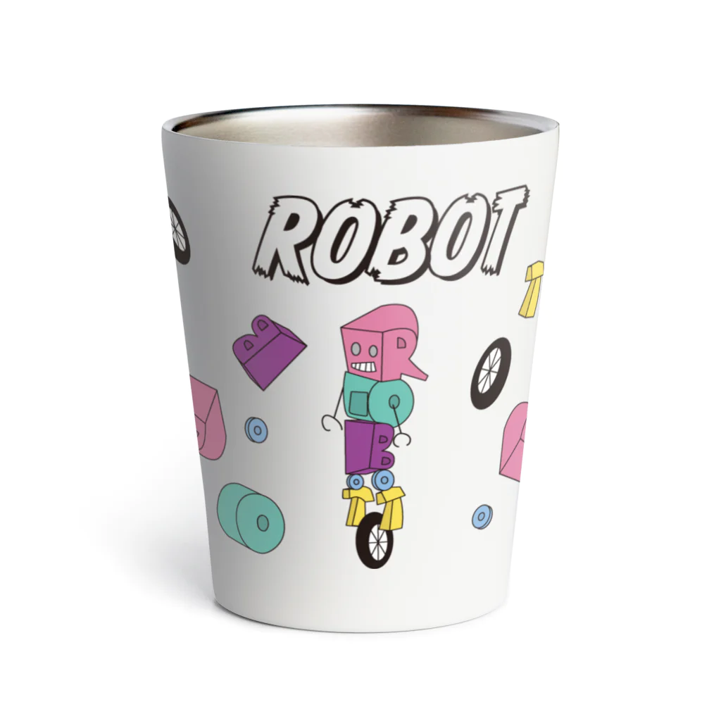 親子設計 CHIiKu MOJi『知育文字』のROBOT くすみカラー Thermo Tumbler