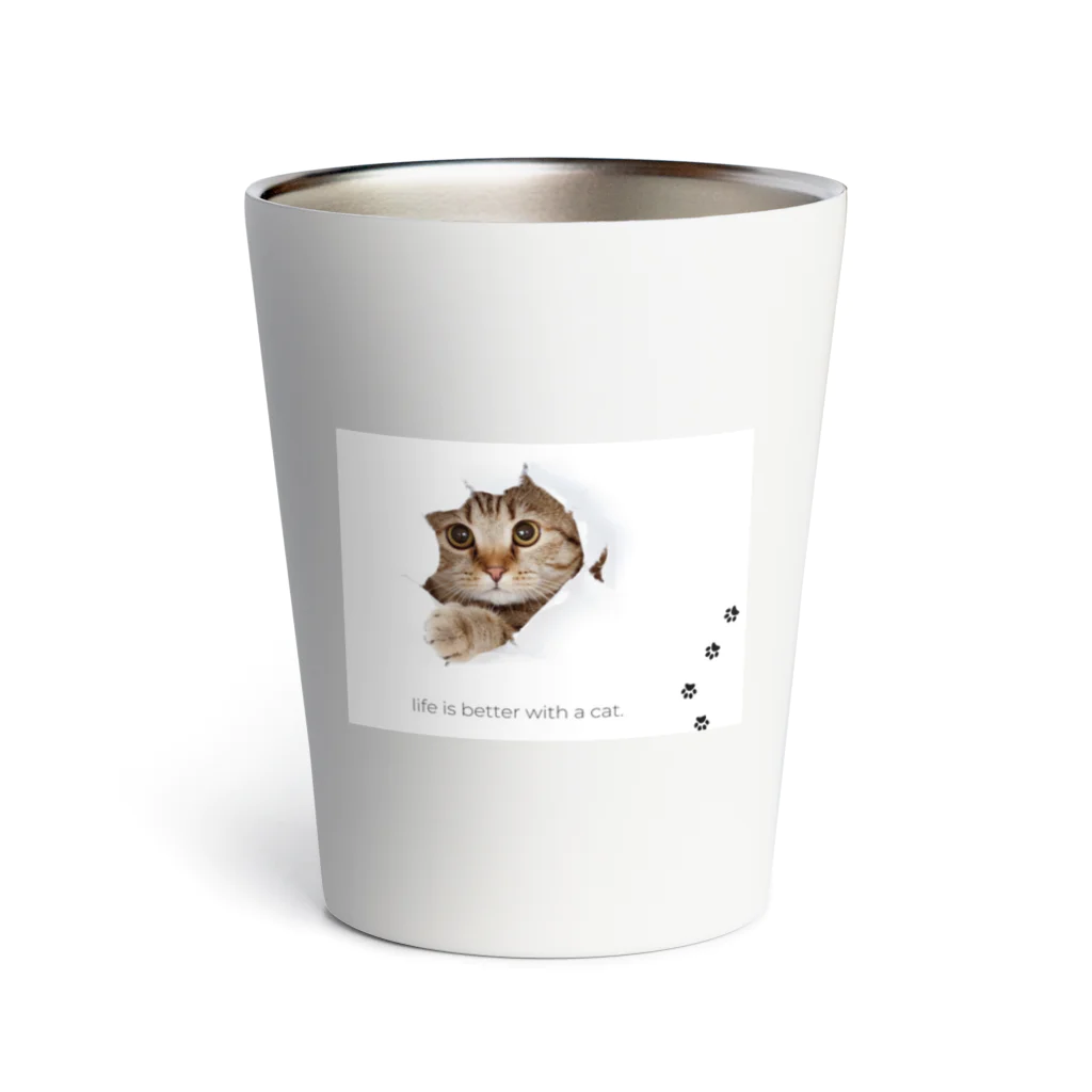 CaTsのふんわりネコ Thermo Tumbler