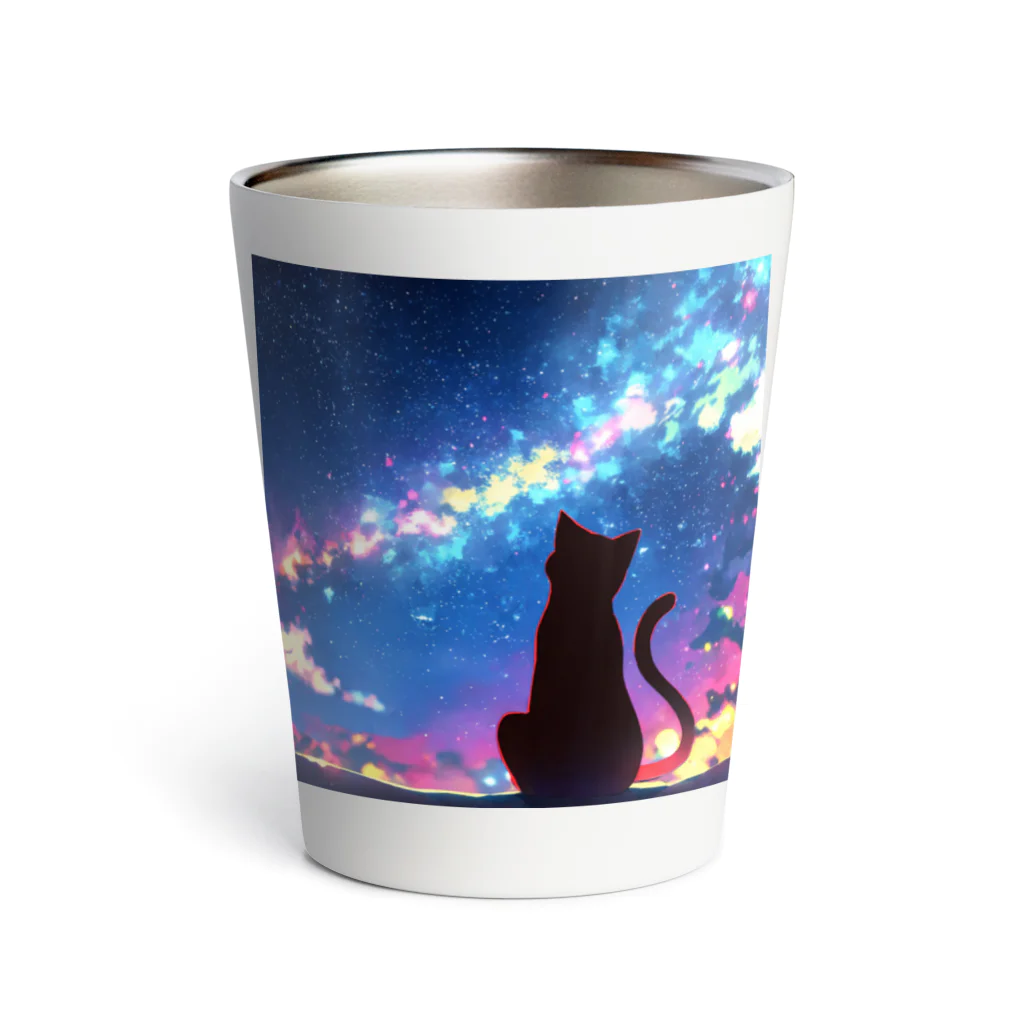 猫との風景の風景_星空と猫001 Thermo Tumbler