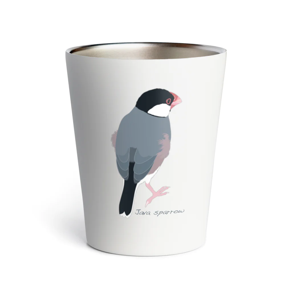 文鳥中心のたそがれ桜文鳥 Thermo Tumbler