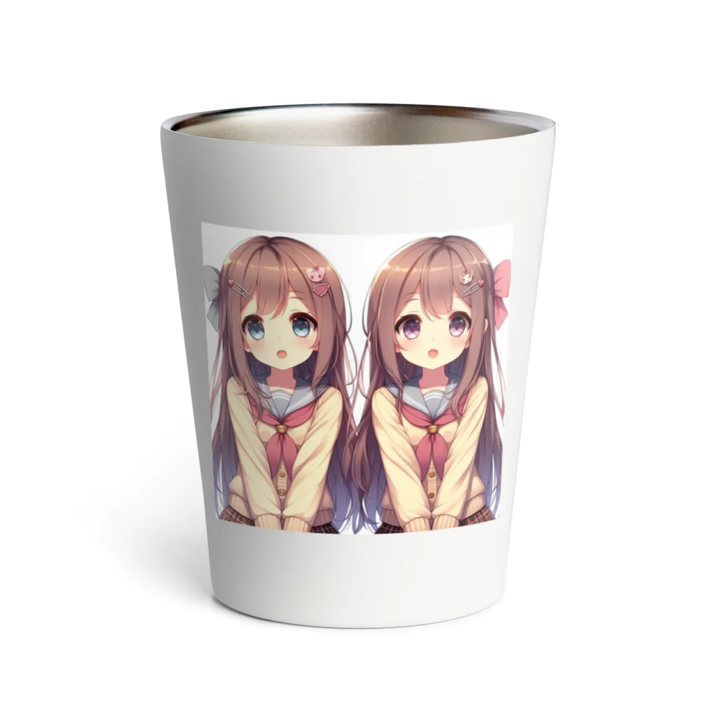 seigi2oo2の愛らしい可愛い双子の姉妹 Thermo Tumbler