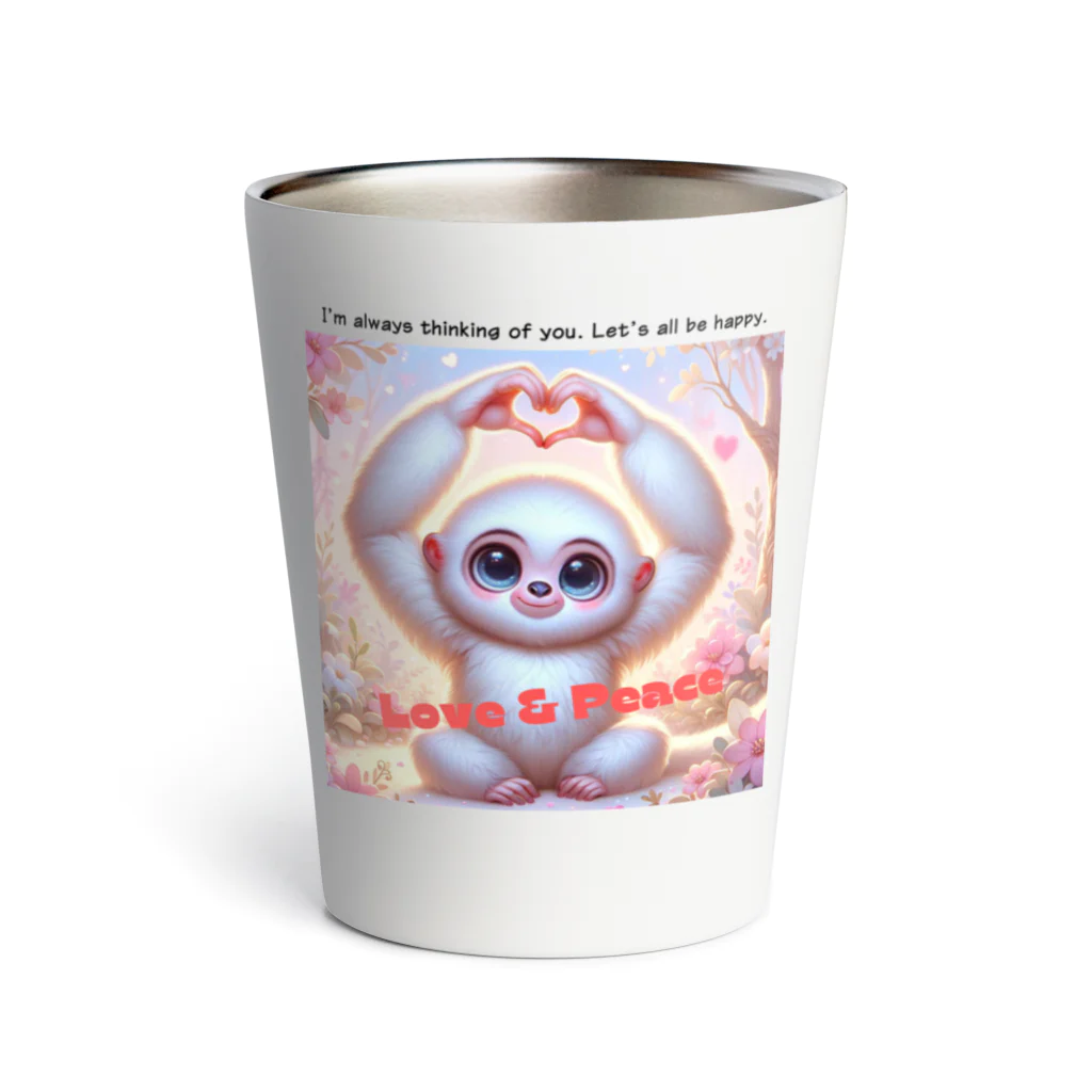 dreamy-designのLOVE&PEACE　シロテナガザルくん Thermo Tumbler