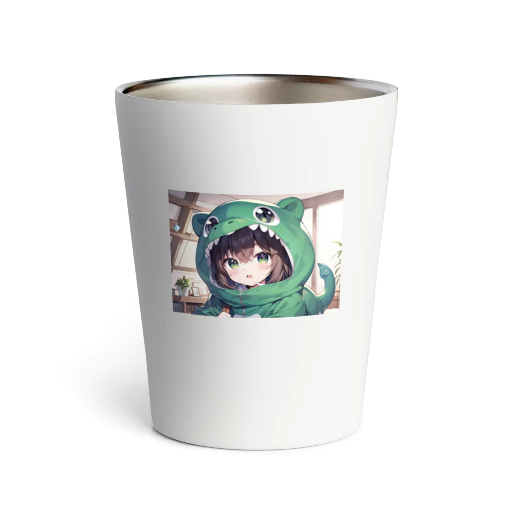 neko_28の恐竜の着ぐるみを着た女の子 Thermo Tumbler