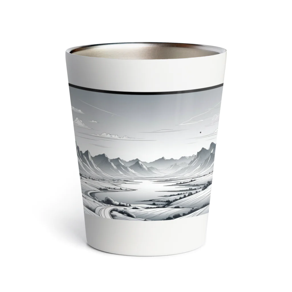 aICreationのモノクロの雪景色 Thermo Tumbler