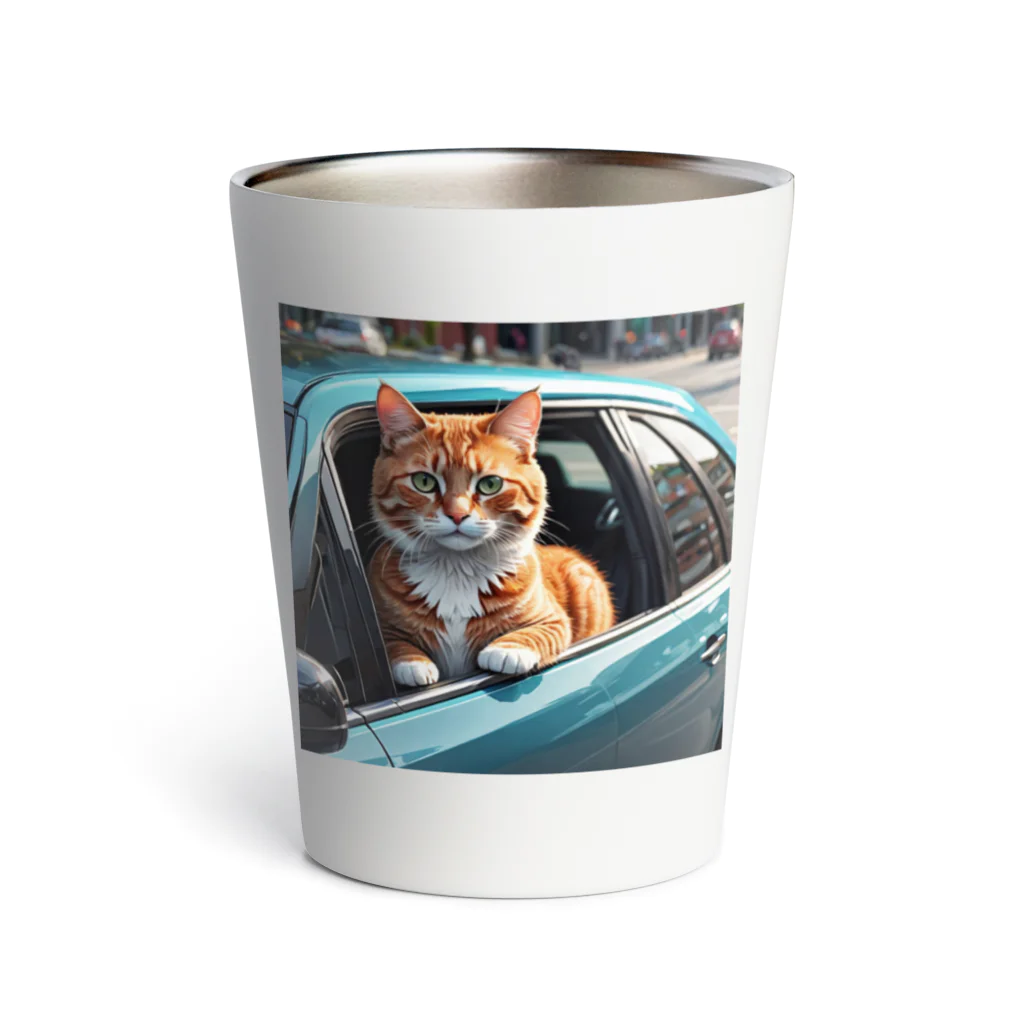 Kobayashi Kayoのドライブ中の猫 Thermo Tumbler