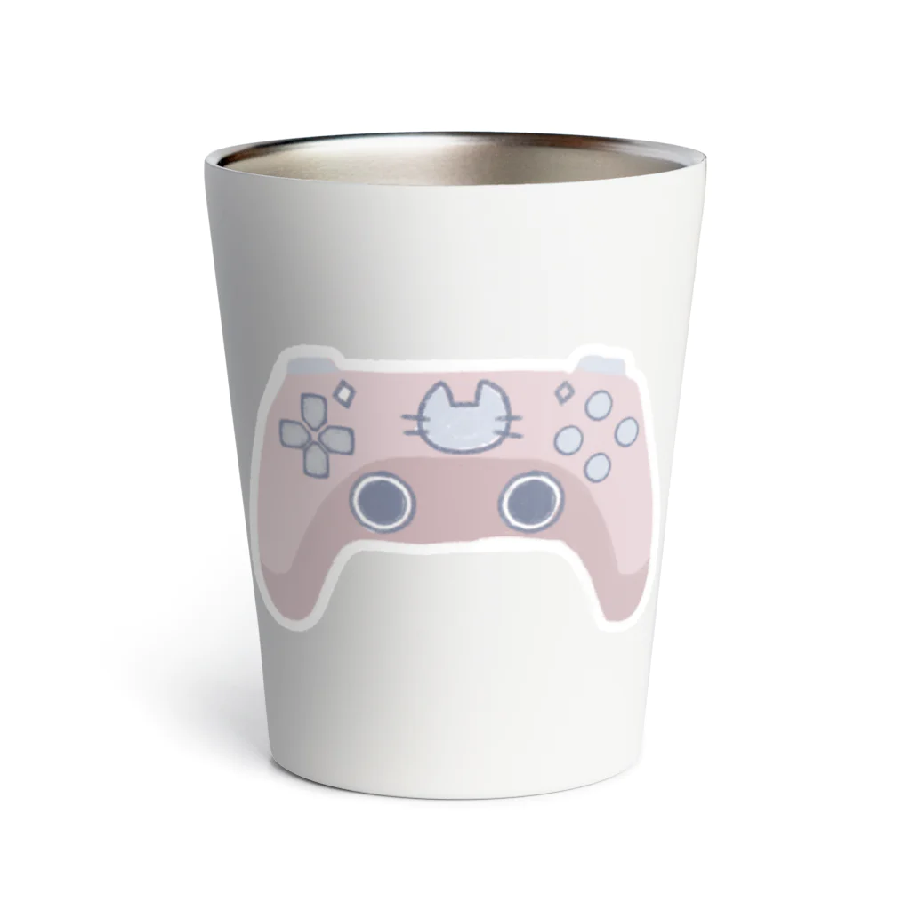 ふわぽこにゃんにゃんSHOP☁️🫧SUZURI支店のにゃんにゃん猫ゲームコントローラー Thermo Tumbler