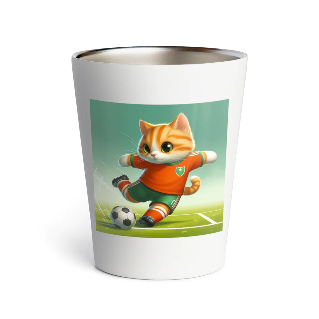 ketapapaのサッカーねこ Thermo Tumbler