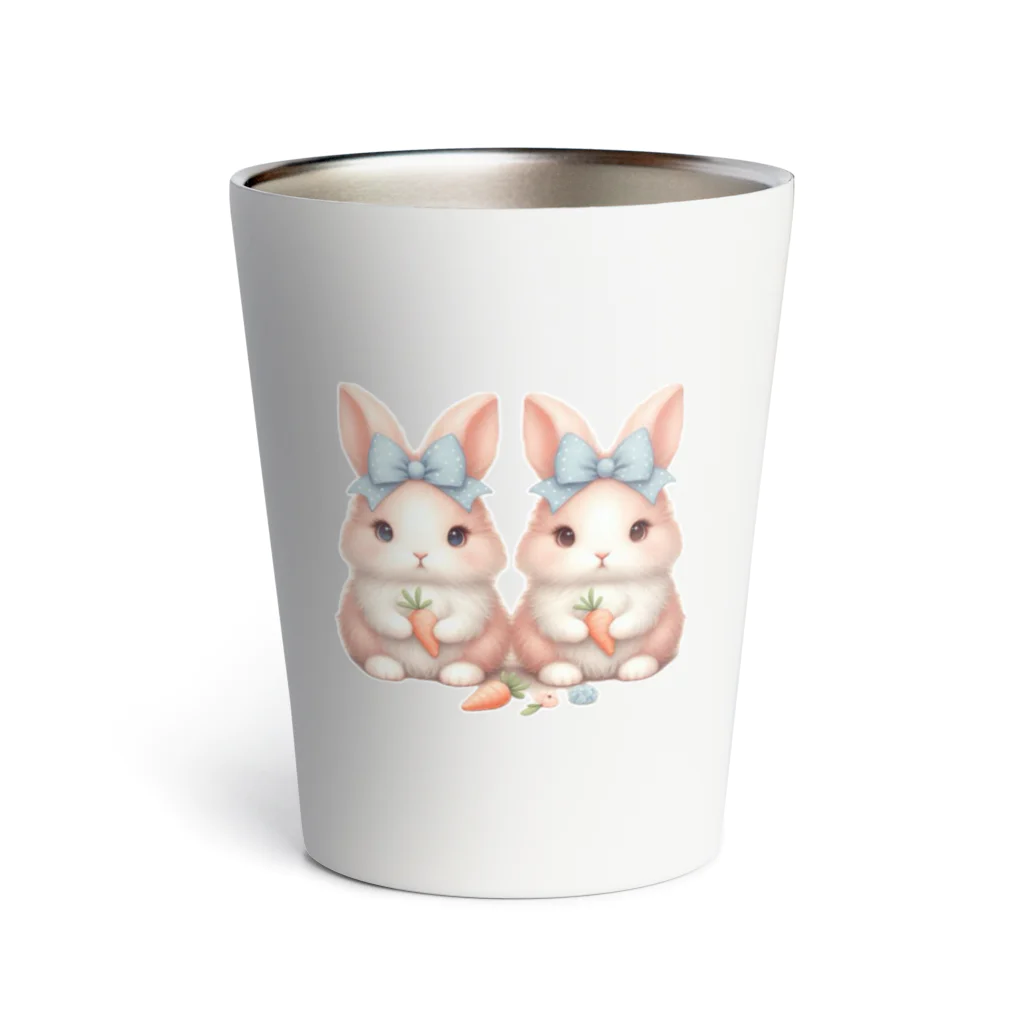 lamkksのふわふわかわいいうさぎの双子 Thermo Tumbler