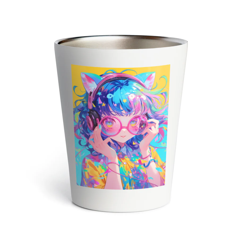 no_mi_Ke08のメガネの可愛い女の子のキャラクター Thermo Tumbler