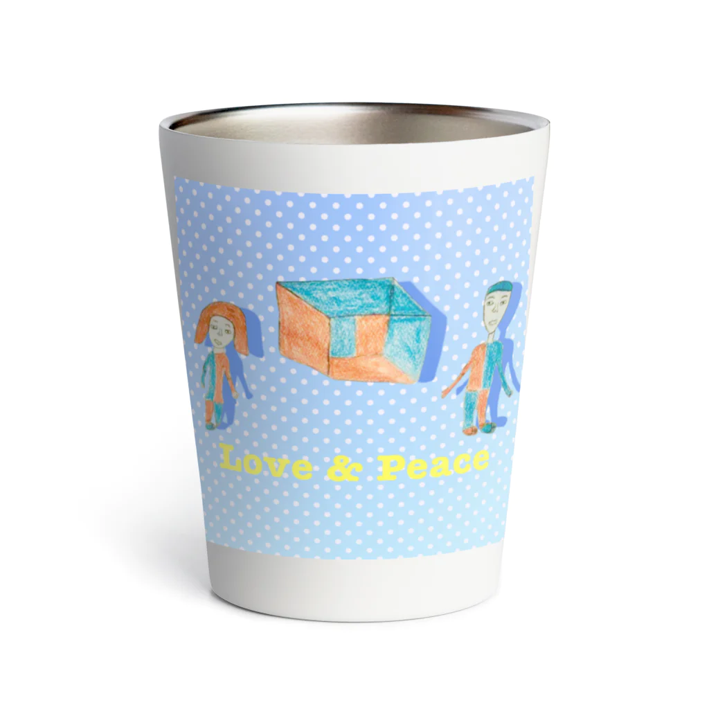 Tamon-TamonのLove & Peace ブルードット Thermo Tumbler