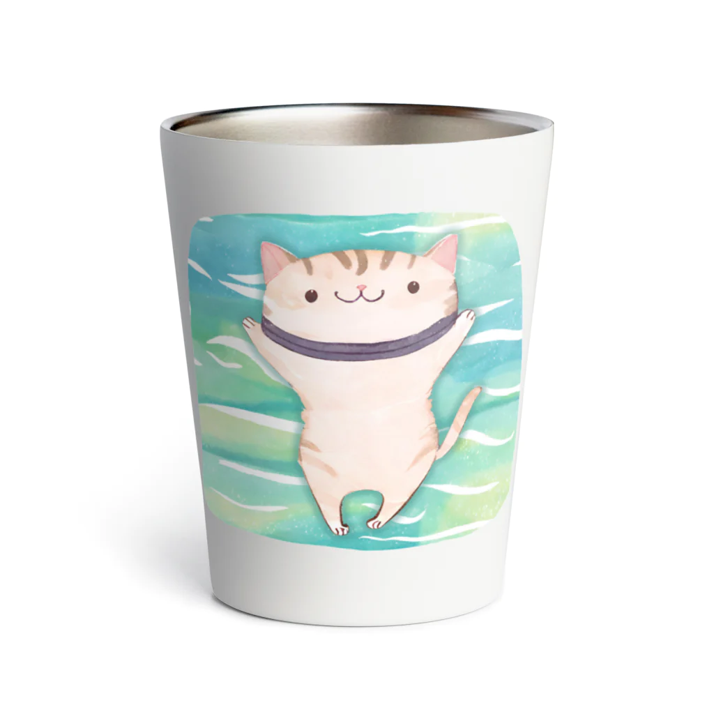 yellowgreenの泳ぎたい　ねこ Thermo Tumbler